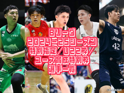 Bリーグ2024－25シーズン 特別指定／ユース育成特別枠／U22枠選手一覧【1月31日更新】